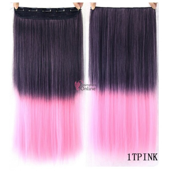 Extensie de par cu 5 Clips On delux dubla dreapta de 65 cm Ombre Brunet cu Pink HT1T2311